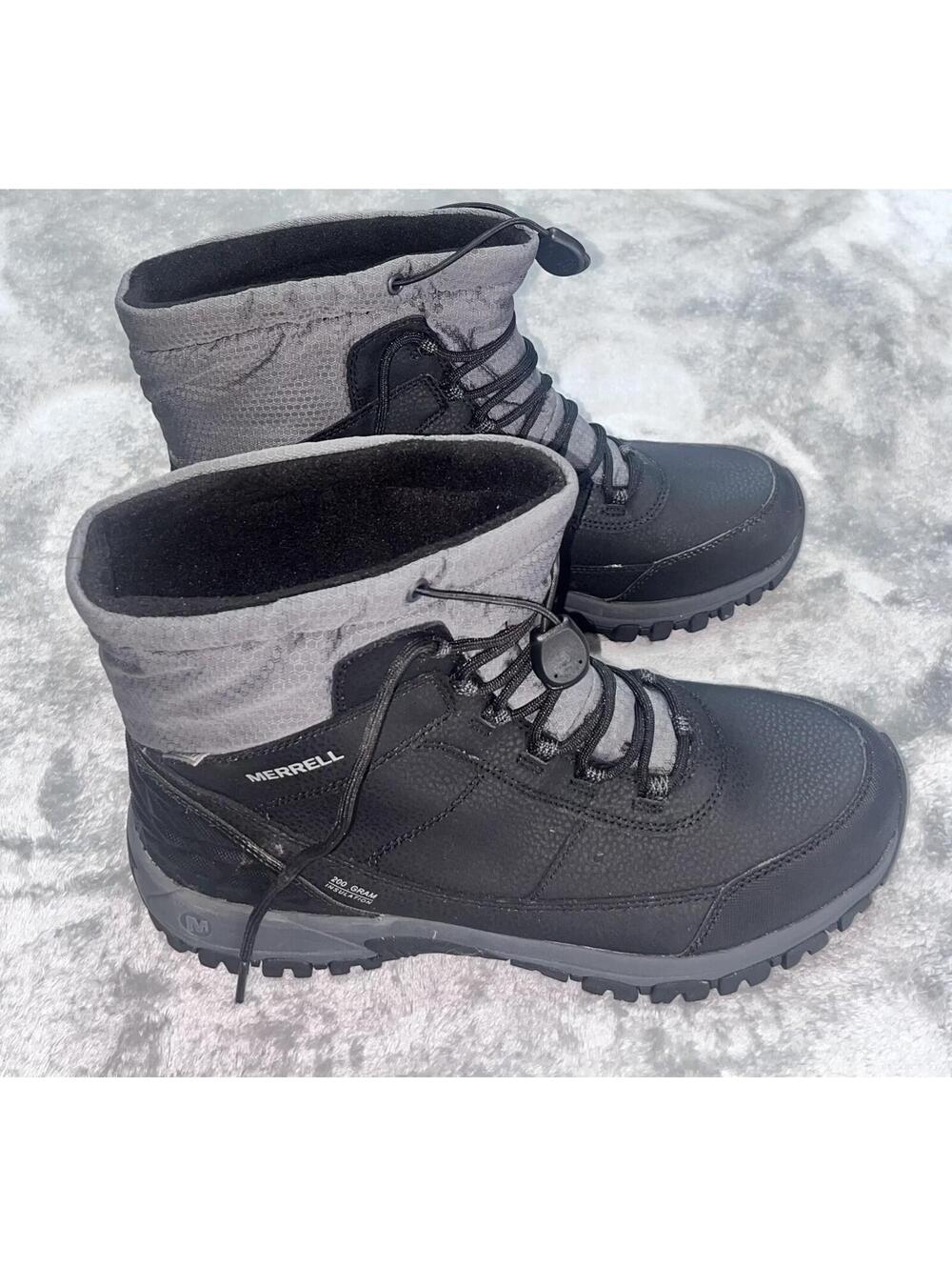 Merrell Winter Snow Boots Men 10.5 Black 200 Gram Insulated Performance Footware - Picture 2 of 8